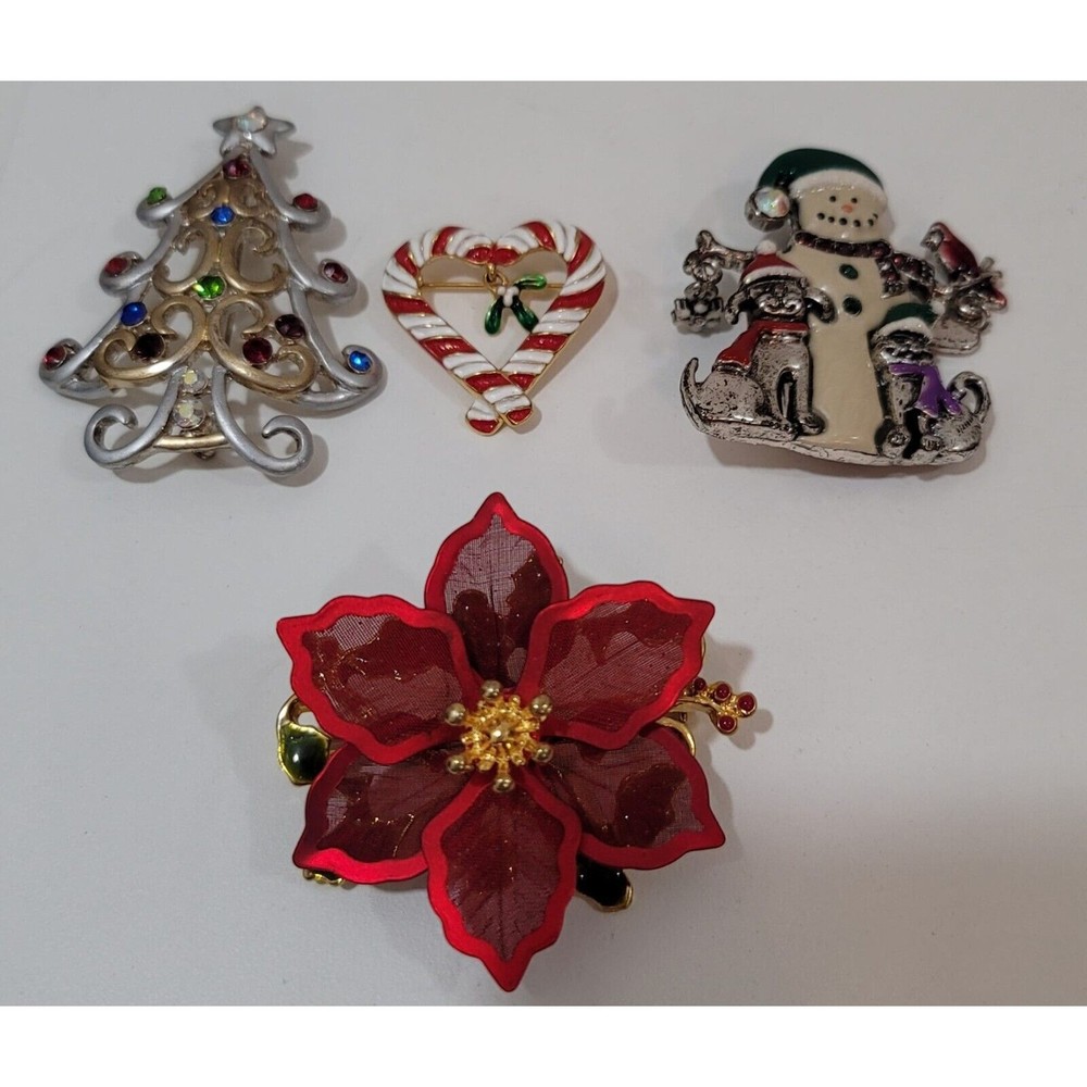 Lot of VTG Kenneth Cole RR/Robyn Rush 4 Christmas Brooch- Christmas Tree Snowman